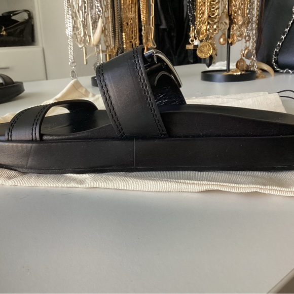 Zara SRPLS Black Slides with Silver Buckle - Picture 2 of 7